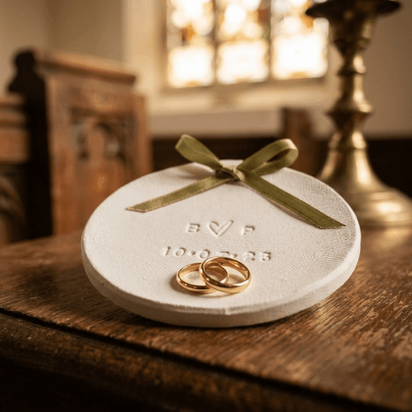 Prato porta-alianças para casamento